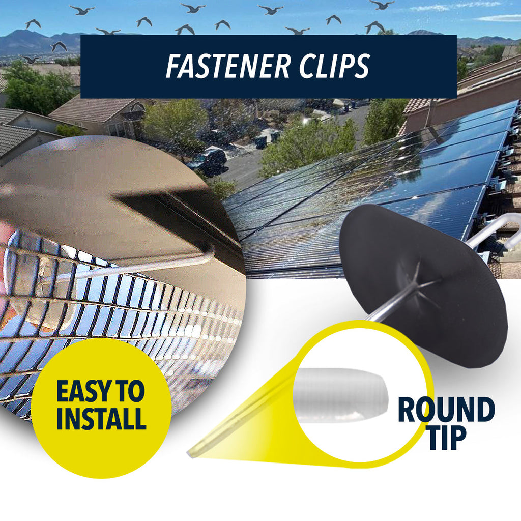 ROTAK Solar Panel Bird/Critter Guard Fastener Clips | Used to Secure Bird Proofing Wire-mesh onto Solar Panels | Removable Without Damage (Package of 60)