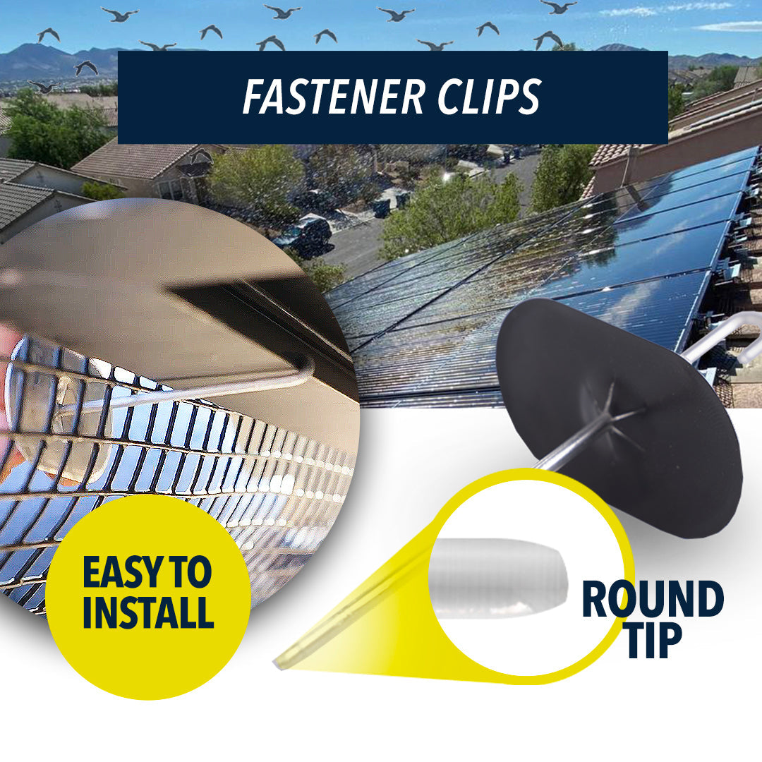 ROTAK Solar Panel Bird/Critter Guard Fastener Clips | Used to Secure Bird Proofing Wire-mesh onto Solar Panels | Removable Without Damage (Package of 60)